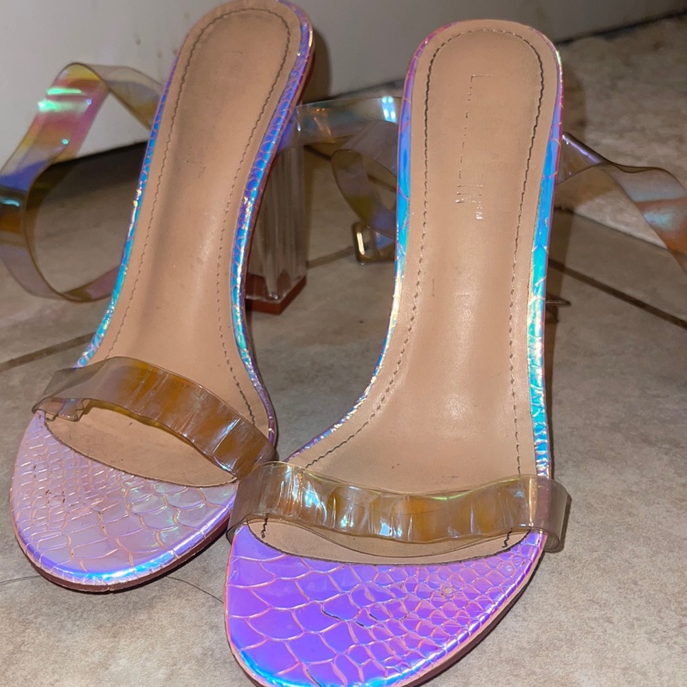 Clear shoes with beautiful shine on it trendy